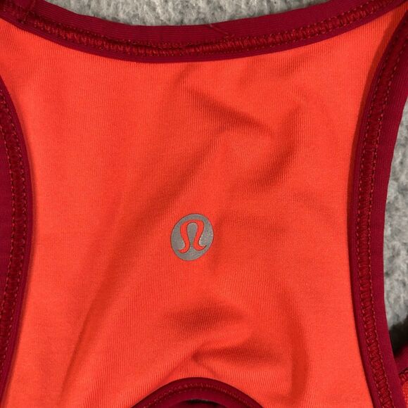 Lululemon Sports Bra Womens 6 Small Red Orange Net Back Sportswear Logo Athletic - Picture 3 of 6